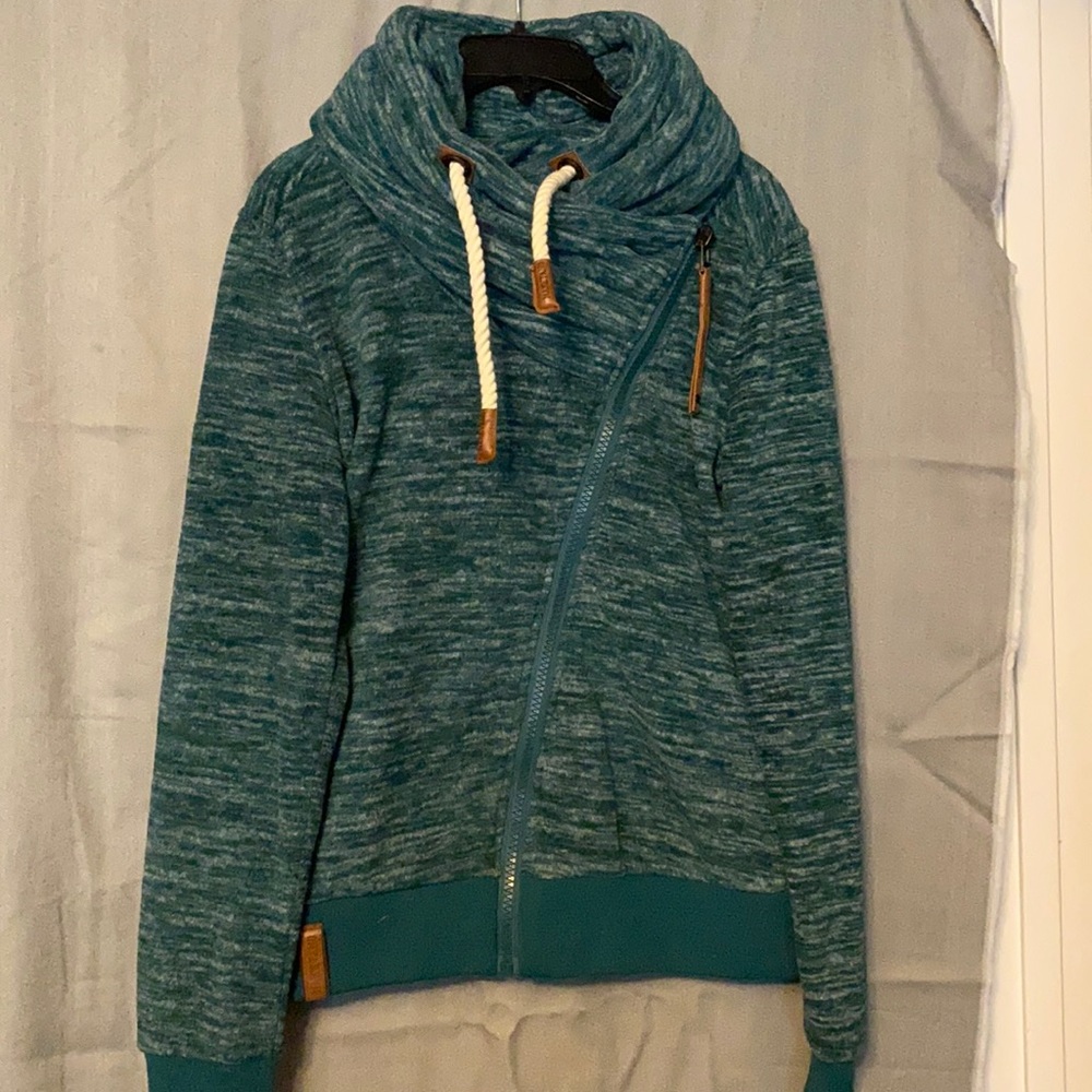 Like new green Naketano cross zip up hoodie.